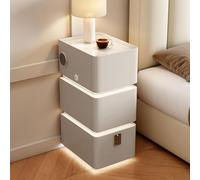 Table de chevet avec haut-parleur Bluetooth et chargement sans fil, design LED ultra fin, table d'appoint avec serrure à combinaison