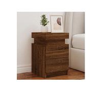 vidaXL Table de chevet 836761 avec lumières LED et rangement chêne marron 35x39x55 cm