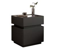 Table de chevet avec lumières LED, table d'appoint moderne avec 2 tiroirs et verre trempé, table de nuit élégante pour chambre à coucher, design élégant pour décoration d'intérieur contemporaine