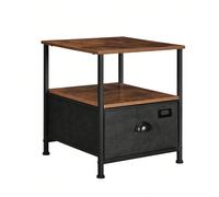 Table de Chevet avec Rangement, Table d'appoint à tiroir en Tissu, avec 2 étagères, Style Industriel, pour Salon, Chambre, Marron Rustique et Noir Bonne nuit : Une nuit paresseuse... Un lit... Une tab