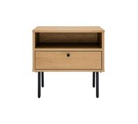 Table de chevet avec rangements finition bois clair chêne et métal noir PERNELLE