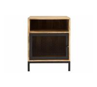 Table de chevet avec rangements industriel bois manguier massif et métal perforé RACK