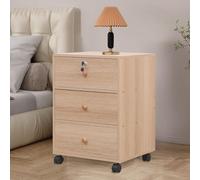 Table de chevet avec roulettes et serrure, armoire mobile en bois avec tiroir pour rangement sous bureau et chambre à coucher