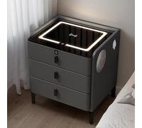 Table de chevet avec station de charge, 3 tiroirs, chargement sans fil, lumière LED, ports USB pour salon, chambre à coucher, bureau, moderne