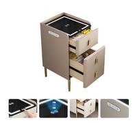 Table De Chevet Avec Station De Charge,Table De Chevet Avec LED,Table De Chevet Haute Brillante Avec 2Tiroirs Blanc Ou Coffre-fort,Deux Styles, Quatre Couleurs, Adaptés Aux Chambres ( Color : B+Drawer