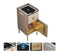 Table De Chevet Avec Station De Charge,Table De Chevet Avec LED,Table De Chevet Haute Brillante Avec 2Tiroirs Blanc Ou Coffre-fort,Deux Styles, Quatre Couleurs, Adaptés Aux Chambres ( Color : B+Safe t