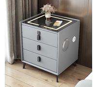 Table de chevet avec station de charge, table de chevet multifonction avec chargement sans fil, lumières LED et tiroirs pour chambre à coucher