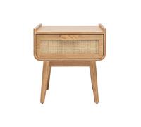Table de chevet avec tiroir en bois clair frêne et cannage rotin ATHÈNE