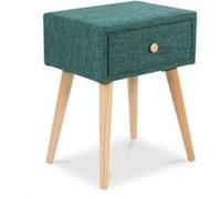Table de chevet avec tiroir en tissu turquoise Vert