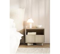Table de chevet avec tiroir et façade rainurée - DISTRIA - 50 cm - gris cachemire / aspect chêne