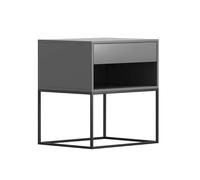 Table de chevet avec tiroir pour chambre à coucher grise à base métallique