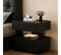 Table de Chevet avec Tiroir Table Chevet Moderne avec étagère Ouverte Petit Meuble en Bois pour Chambre à Coucher Salon ou Dressing(Black,40x38x50cm)