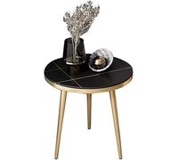 Table de chevet avec tiroirs, table de chevet moderne, table basse ronde avec cadre en métal, table pour ordinateur portable, table en pierre frittée, étagère décorative (couleur : #1)