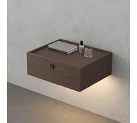 Table de chevet avec tiroirs, table de chevet murale moderne, table de nuit flottante avec éclairage LED à capteur et serrure à empreinte digitale, meuble rangement pour studios(E,50*40*18cm)