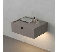 Table de chevet avec tiroirs, table de chevet murale moderne, table de nuit flottante avec éclairage LED à capteur et serrure à empreinte digitale, meuble rangement pour studios(A,60*40*18cm)
