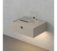 Table de chevet avec tiroirs, table de chevet murale moderne, table de nuit flottante avec éclairage LED à capteur et serrure à empreinte digitale, meuble rangement pour studios(B,40*40*18cm)