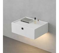 Table de chevet avec tiroirs, table de chevet murale moderne, table de nuit flottante avec éclairage LED à capteur et serrure à empreinte digitale, meuble rangement pour studios(D,40*40*18cm)