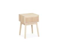 Table de chevet avec un tiroir Panneaux stratifiés couleur naturelle Pied en bois de sapin L 39 x l 39 x H 554cm LINEAR