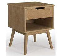 Table de chevet Bali 1 tiroir, Fabriqué en bois de pin massif