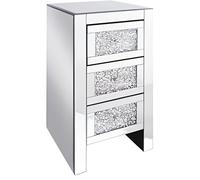 Table de chevet - BELIANI - LORAY - Effet diamants broyés - 3 tiroirs - Argenté