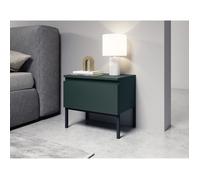 Selsey Table De Chevet avec Tiroir 43 x 49 cm Table De Nuit sur Pieds Noirs pour Salon Chambre Bureau Vert Foncé Bemmi