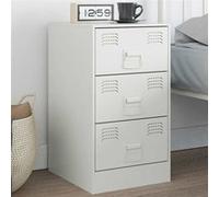 vidaXL Table de Chevet Blanc 34,5x39x62 cm Acier, Armoire, Meubles de Chambre à Coucher, Support de téléphone, Armoire d'appoint, Armoire de Chevet