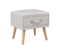 Table De Chevet Blanc 40x35x40 Cm Similicuir Blanc