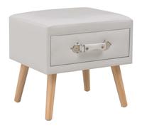Table De Chevet Blanc 40x35x40 Cm Similicuir Blanc
