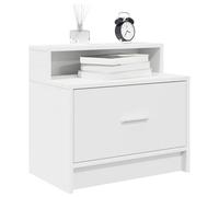 Table de Chevet Blanche avec Tiroir et Étagère, Bois d'Ingénierie Résistant, Meuble de Rangement Pratique pour Chambre, Commode de Chevet Moderne, Blanc, Dimensions 51 x 31 x 47 cm