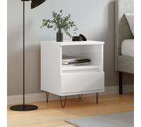 Table de chevet blanche brillante 40 x 35 x 50 cm, élégante table d'appoint avec tiroir, console de chevet pour chambre à coucher, table de chevet stable en bois d'ingénierie, étagère élégante