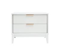 Table de chevet blanche mat et métal doré avec rangements GIANA