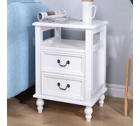 Table de Chevet Bois, Commode Chambre, Meuble de Nuit 22in de Haut avec 1 Compartiment Ouvert et 2 Tiroirs Grande Capacité, Table d'Appoint pour Salon pour Chambre à Coucher et Salon(White,40cm)
