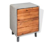 Table De Chevet Bois D'acacia Massif 40 X 30 X 50 Cm Gris