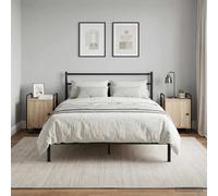 vidaXL Table de chevet Sonoma Gris Bois d'ingénierie, compacte, rangement, poignées noires mat