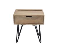 Table de chevet industrielle bois manguier massif et métal noir VIBES