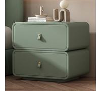Table de Chevet Bois Massif, Tables d'appoint avec 2 tiroirs et Coins arrondis, Meuble de Nuit Assemblage sans Outils, Commode de Nuit Convenant à Tous Les Lits et Chambres à Coucher(Green,50cm)