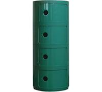 Table de Chevet Buffet Vertical Rond avec tiroirs, Armoire de Rangement en Plastique 2/3/4 Couches avec Porte coulissante, Coiffeuse empilable et assemblée(Medieval Green,4Tier)