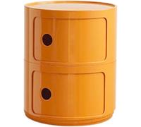 Table de Chevet Buffet Vertical Rond avec tiroirs, Armoire de Rangement en Plastique 2/3/4 Couches avec Porte coulissante, Coiffeuse empilable et assemblée(Orange,2Tier)