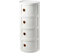 Table de Chevet Buffet Vertical Rond avec tiroirs, Armoire de Rangement en Plastique 2/3/4 Couches avec Porte coulissante, Coiffeuse empilable et assemblée(White,4Tier)