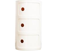 Table de Chevet Buffet Vertical Rond avec tiroirs, Armoire de Rangement en Plastique 2/3/4 Couches avec Porte coulissante, Coiffeuse empilable et assemblée(Beige,3Tier)