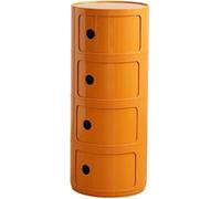 Table de Chevet Buffet Vertical Rond avec tiroirs, Armoire de Rangement en Plastique 2/3/4 Couches avec Porte coulissante, Coiffeuse empilable et assemblée(Orange,4Tier)