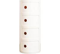 Table de Chevet Buffet Vertical Rond avec tiroirs, Armoire de Rangement en Plastique 2/3/4 Couches avec Porte coulissante, Coiffeuse empilable et assemblée(Beige,4Tier)