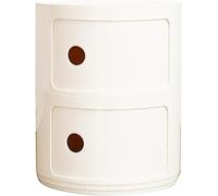 Table de Chevet Buffet Vertical Rond avec tiroirs, Armoire de Rangement en Plastique 2/3/4 Couches avec Porte coulissante, Coiffeuse empilable et assemblée(Beige,2Tier)