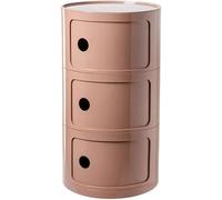 Table de Chevet Buffet Vertical Rond avec tiroirs, Armoire de Rangement en Plastique 2/3/4 Couches avec Porte coulissante, Coiffeuse empilable et assemblée(Dirty Pink,3Tier)