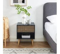 Table de chevet CAPUCINE noir et effet chêne 40cm