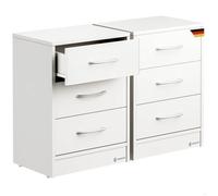 Table de chevet CASARIA - Lot de 2 - 3 tiroirs - 54x39x28 cm - Blanc - Meuble de rangement chambre