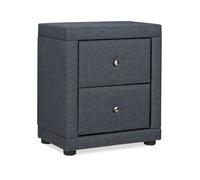 Homestyle4u Table de chevet 2512 en tissu gris avec 2 tiroirs