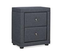 Homestyle4u Table de chevet 2512 en tissu gris avec 2 tiroirs