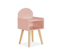 Table de chevet chambre enfant. rose. pieds en pin