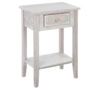 Table de chevet ""Charme"" bois blanchi H67cm - Atmosphera createur d'interieur